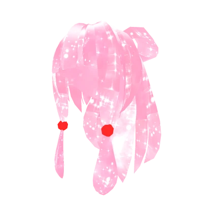 Glowing Straight Bangs Double Bun Ponytail - Pink