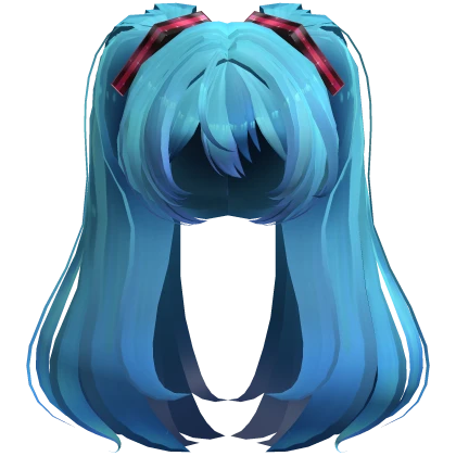 Miku Long Fluffy Twintails Hair - Blue Teal Low