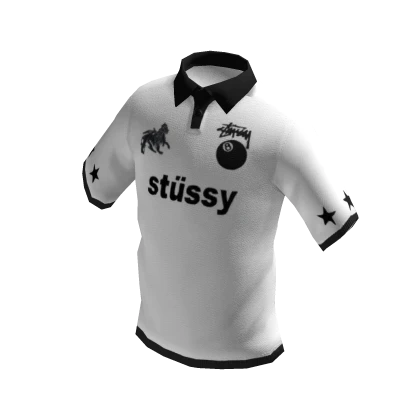 Stussy white jersey polo shirt