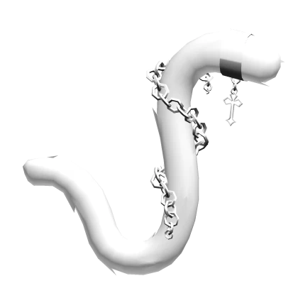 Goth Silver Chained White Cat Tail