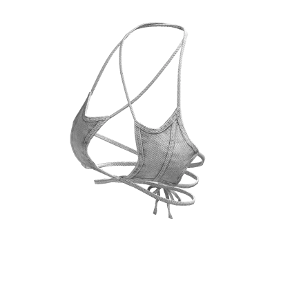 White Y2K Denim Star Cross Strap Bikini 🫐