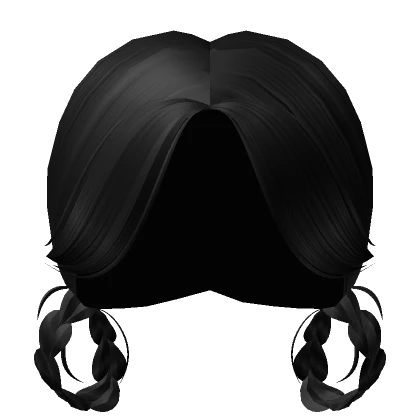 Kawaii Low Braided Buns in Black