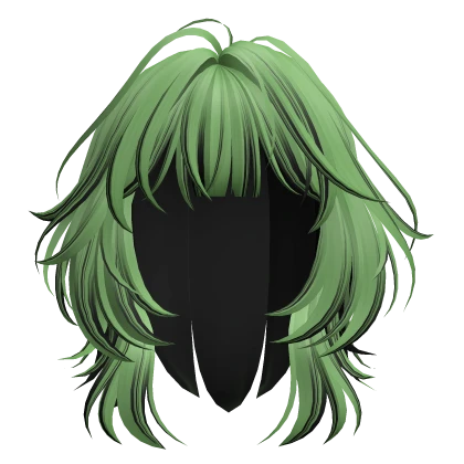 Black&Green Vee Highlights Messy Short Anime Hair