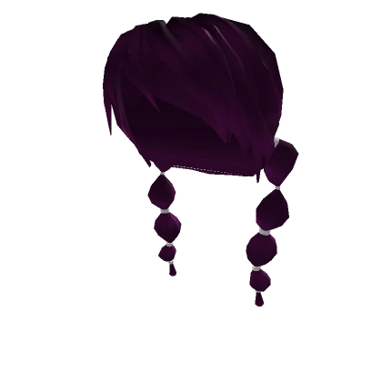 hair with tied pompom and bangs (purple)