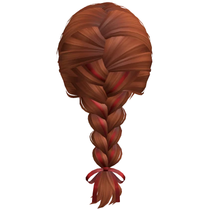 Single French Braid w/ Red Christmas Bow (ginger)