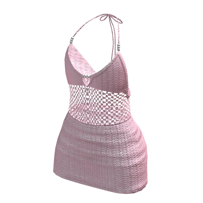 Knit crochet beach dress pink