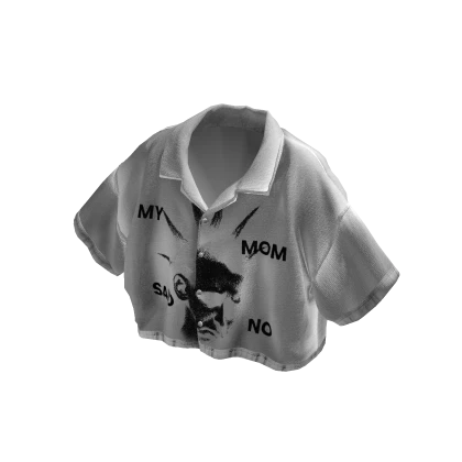 MARCHÉE - Graphic White Linen Boxy Camp Shirt