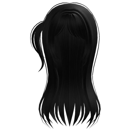 ♡ ┊ long flowy side pigtail hair in black