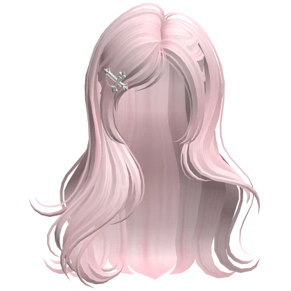 Light Pink Elegant Wave Hair w/ Cross Hairpin