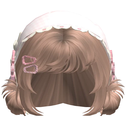 Milktea Messy Buns W/ Mori Kei Pink Bonnet