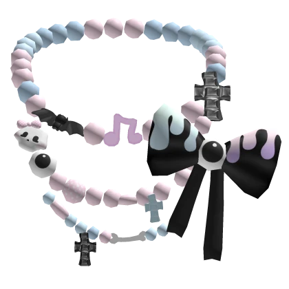 pink pastel goth eye skull bone decora necklace