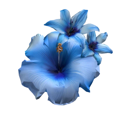 Tropical Summer Beach Hibiscus & Lily Flower Blue