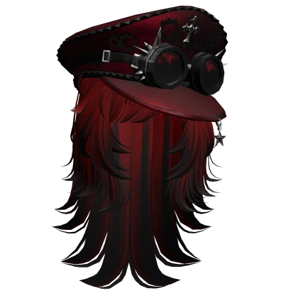 Emo Red&Black Wolfcut W/ Punk Cap