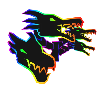 Cartoony Rainbow Dragon Heads