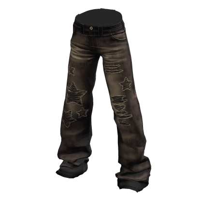 Y2K Starry Baggy Jeans Brown