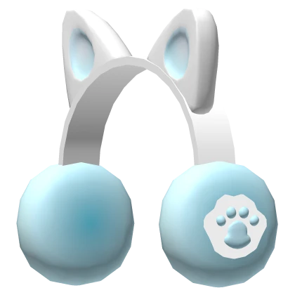 Cat Earmuffs Blue Headphones Ear Kawaii Shiny Paw