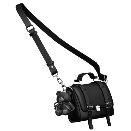 Black Teddy Charm Satchel Bag