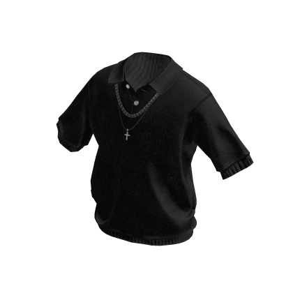 Buttoned Up Shirt W/ Chains (Black)