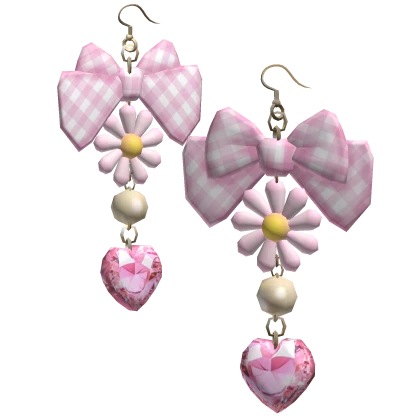 🍀Kawaii Bow Flower Earrings (Pink)