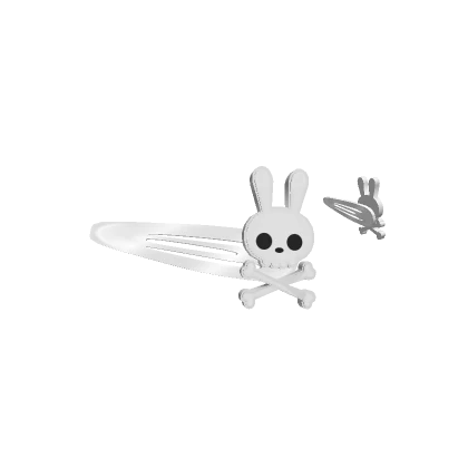 Skull Bunny Hair Clips White