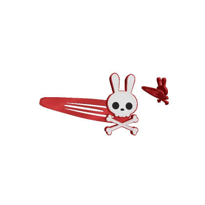 Skull Bunny Hair Clips Red