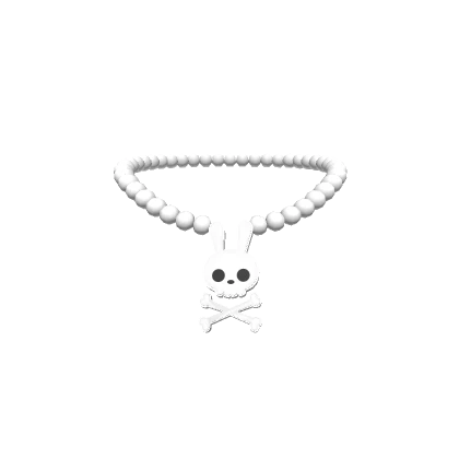 Skull Bunny Necklace White