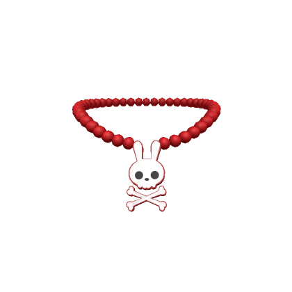 Skull Bunny Necklace Red