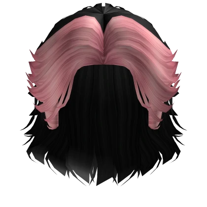 Layered Messy Mullet in Black and Pink