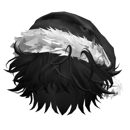 Black Messy Hair w/ Christmas Santa Hat