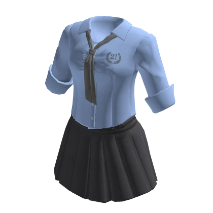 Blue Gray School Uniform Outfit