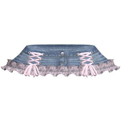 cute denim skirt in blue & pink