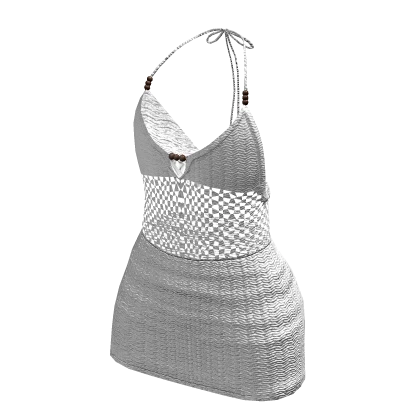 Knit crochet beach dress white