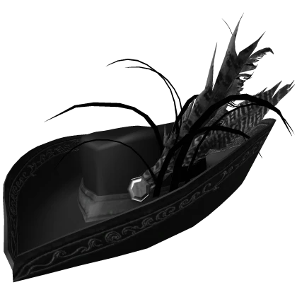 Black Regal Feather Victorian Vampire Cavalier Hat