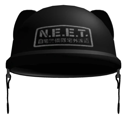 kawaii cat  military bucket neet hat black