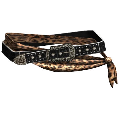  Y2K Black Leather Belt Leopard Sarong 2000s 