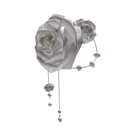 Elegant Pearl Floral Rose Headpiece in White (R)