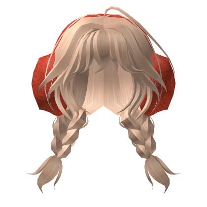 🍀Braided Pigtails w Red Earmuffs