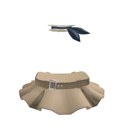 🎀3.0 Cute beige flannel spy skirt w handkerchief