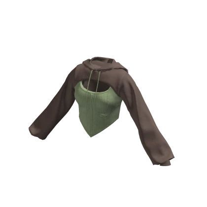 Cropped Corset Hoodie Brown & Green