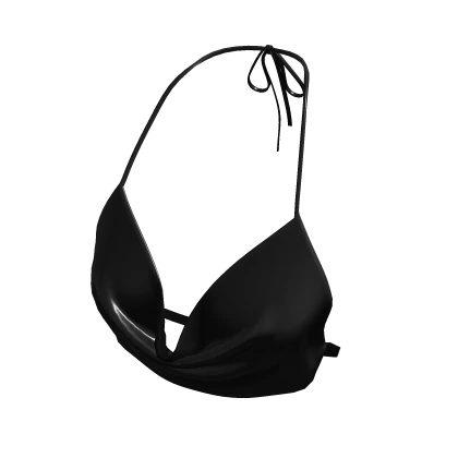 Black Leather Draped Halter Top
