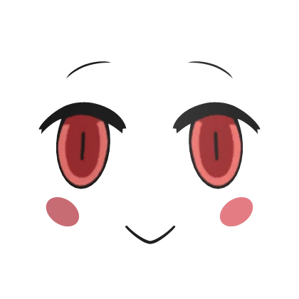 Smiling Chibi 3D Face Red