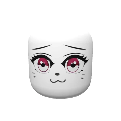 Cat Anime Head - Red Eyes Face Mask Solid White