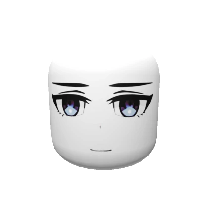 Chill Anime Head - Blue Eyes Face Mask Solid White