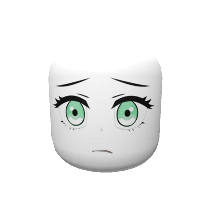 Cold Anime Head - Green Eyes Face Mask Solid White