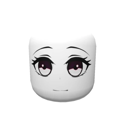 Cute Anime Head - Red Eyes Face Mask Solid White