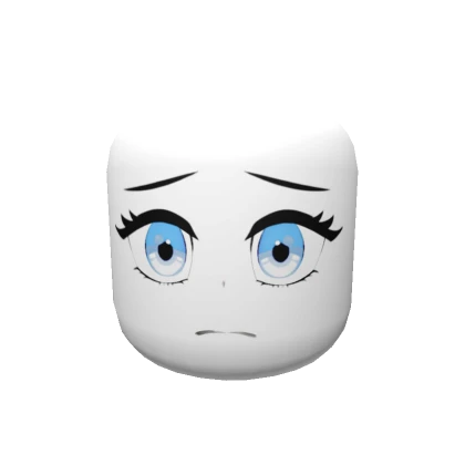 Frown Anime Head - Blue Eyes Face Mask Solid White