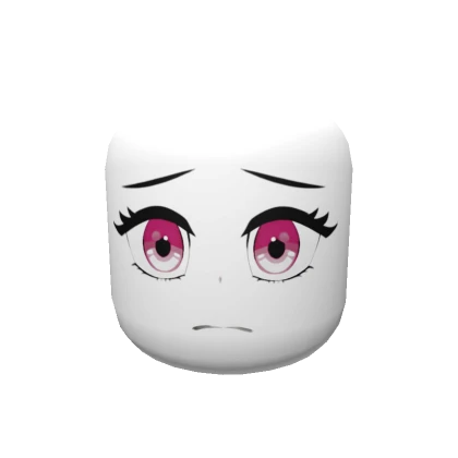 Frown Anime Head - Red Eyes Face Mask Solid White