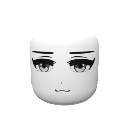 Happy Anime Head - Black Eyes Mask Solid White