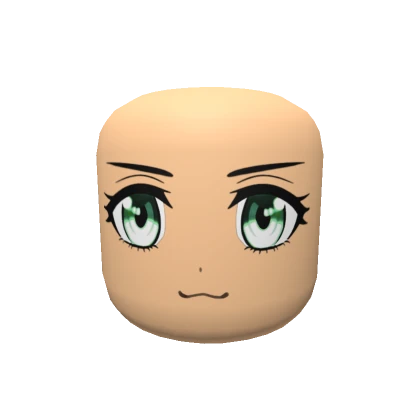 Happy Anime Head - Green Eyes Mask Pastel Brown