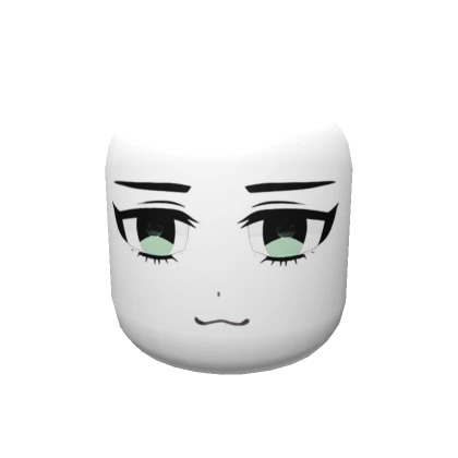 Happy Anime Head - Green Eyes Mask Solid White